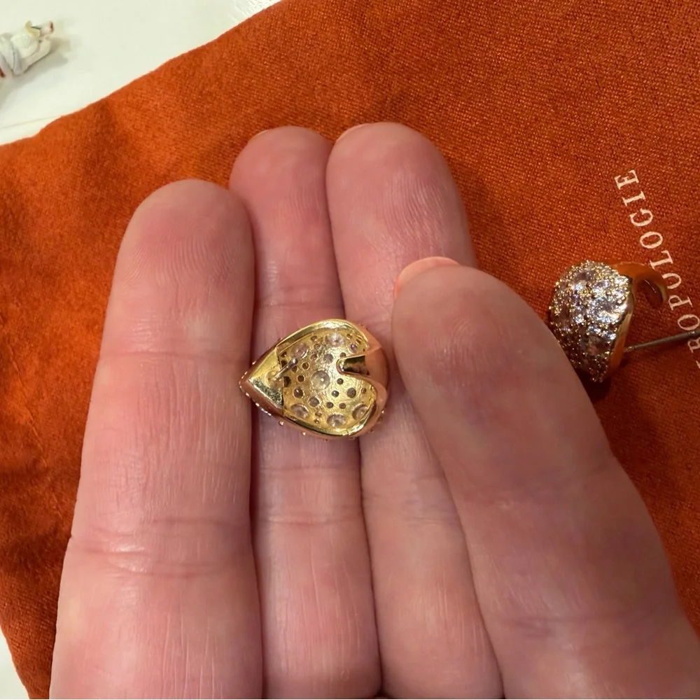Anthropologie Pavé Triangular Huggie Earrings - Picture 9 of 11